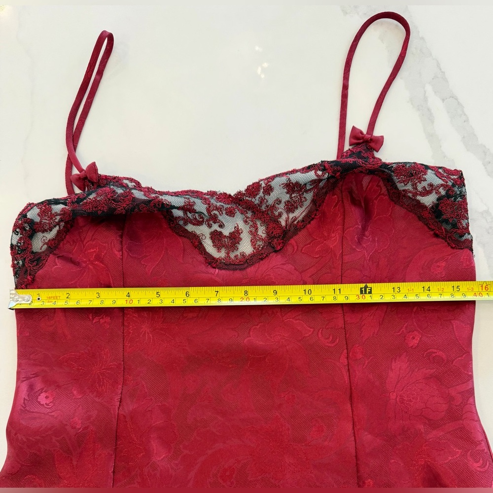 Victoria's Secret Vintage 90’s Burgundy Red Lace Slip Dress - Picture 10 of 11